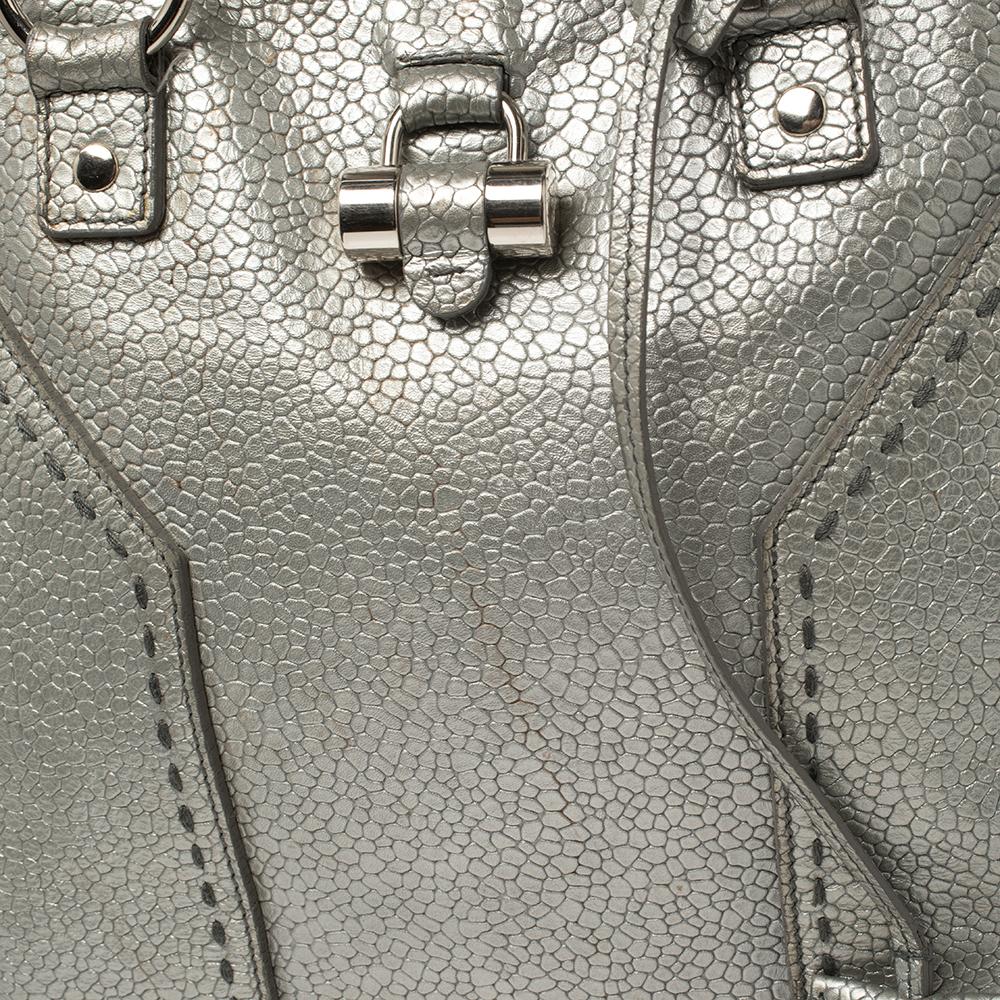 Yves Saint Laurent Metallic Silver Textured Leather Muse Bag 4