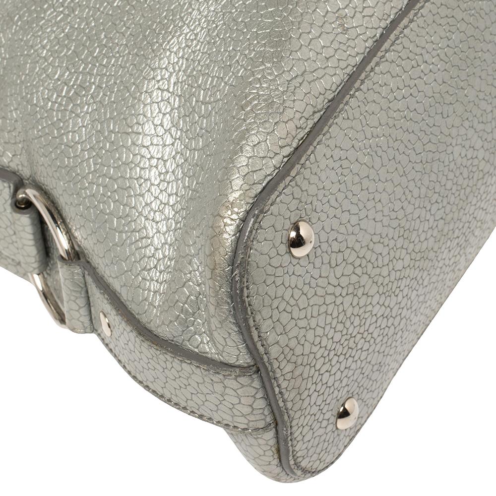 Yves Saint Laurent Metallic Silver Textured Leather Muse Bag 5