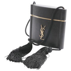 Yves Saint Laurent Minaudière à Pompons cuir et métal doré