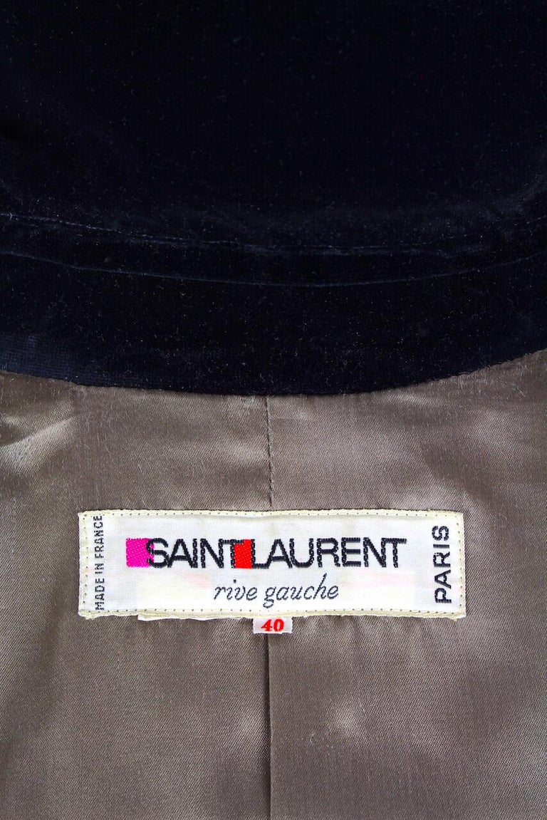 Yves Saint Laurent YSL Mocha Brown Wool and Black Velvet Coat, early ...