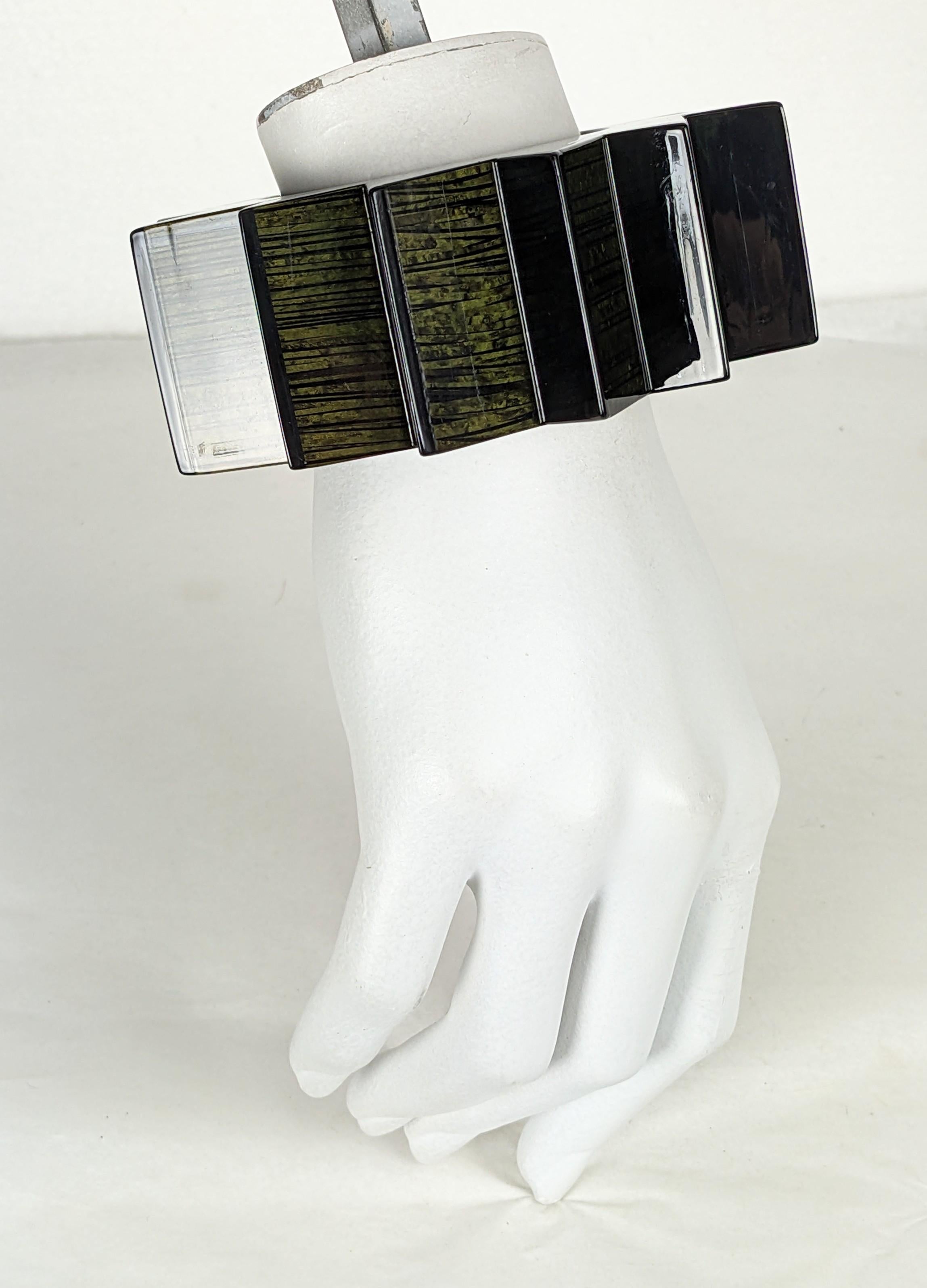 Yves Saint Laurent Modernist Cuff Bracelet, Olive/Black For Sale 6