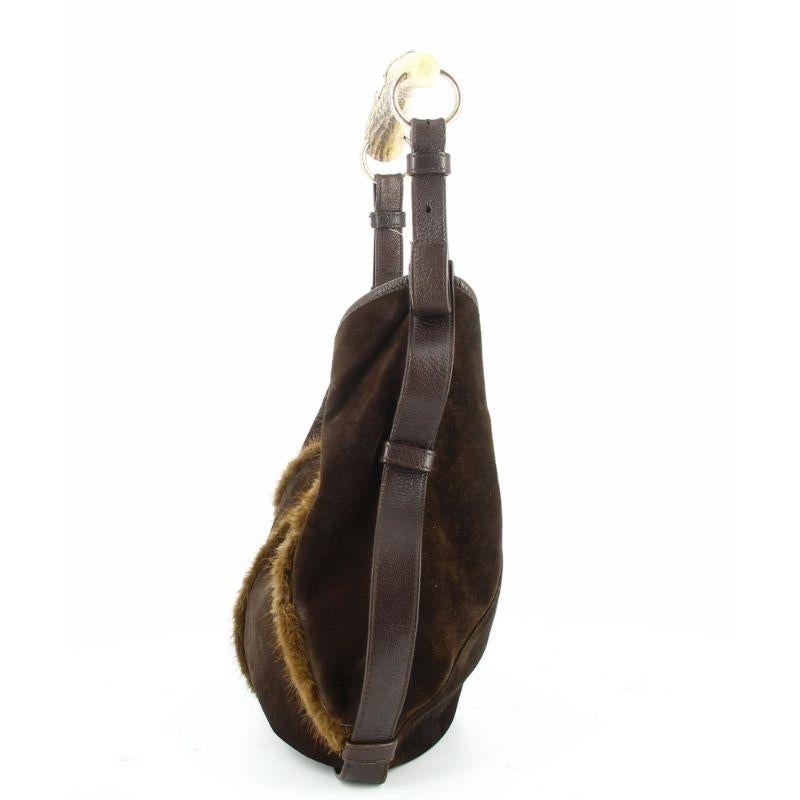 Yves Saint Laurent Mombasa Tasche aus Wildleder und Tierhaar (Schwarz) im Angebot