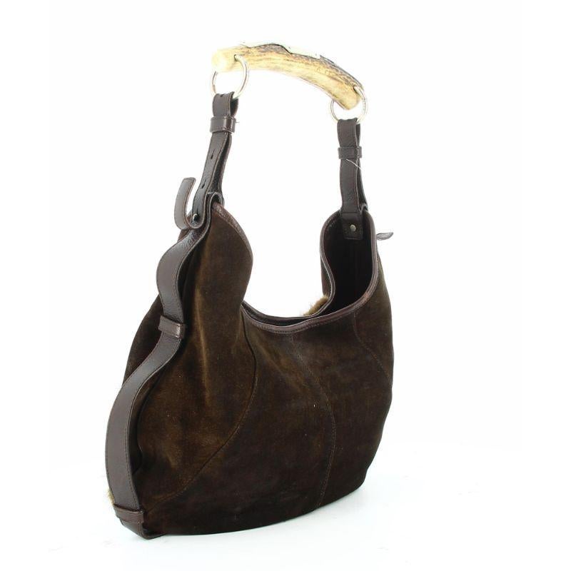 Yves Saint Laurent Mombasa Tasche aus Wildleder und Tierhaar im Zustand „Gut“ im Angebot in PARIS, FR
