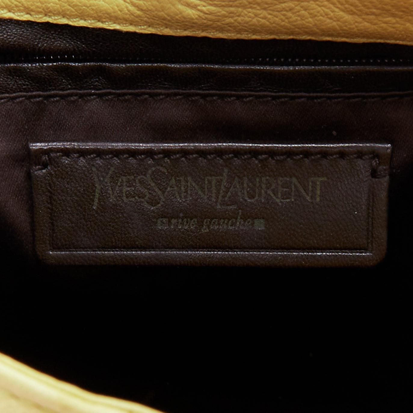 YVES SAINT LAURENT Sac à bandoulière Mombasa en corne noire jaune beurre 6