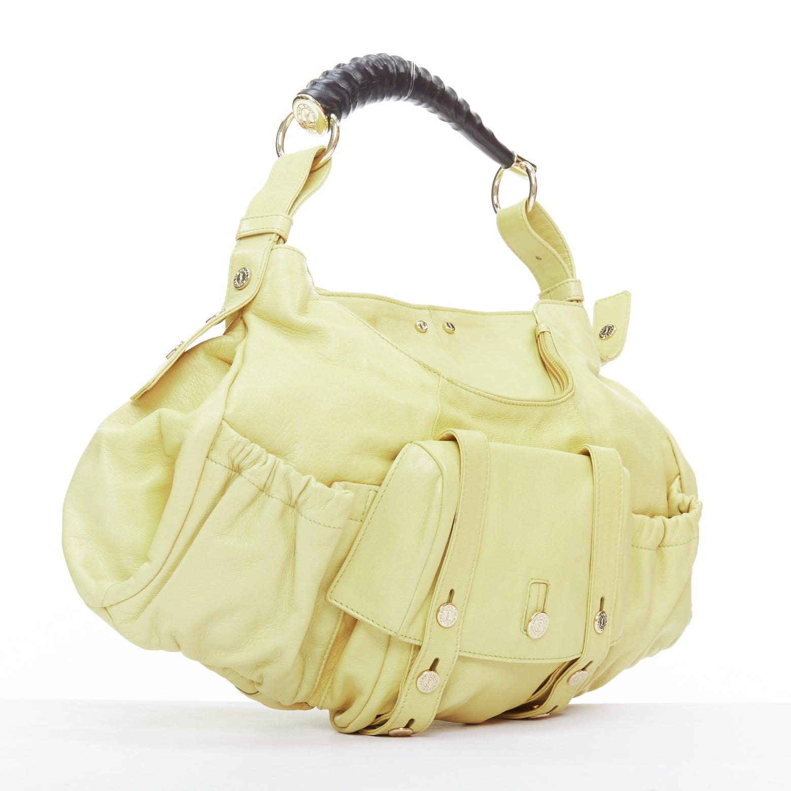 Beige YVES SAINT LAURENT Sac à bandoulière Mombasa en corne noire jaune beurre