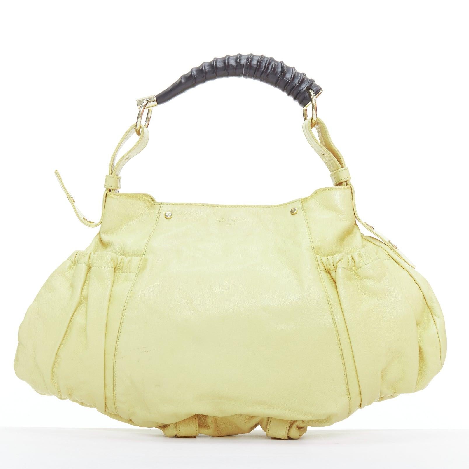 YVES SAINT LAURENT Sac à bandoulière Mombasa en corne noire jaune beurre 1