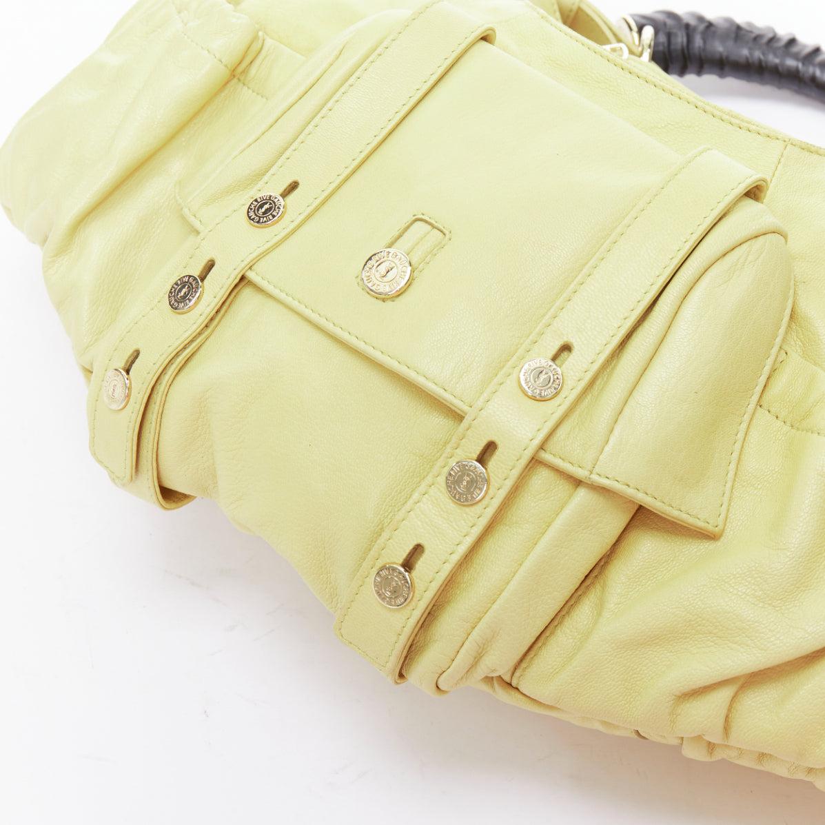 YVES SAINT LAURENT Sac à bandoulière Mombasa en corne noire jaune beurre 3