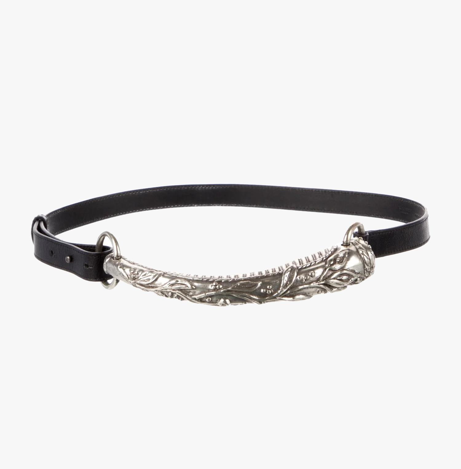 Black Yves Saint Laurent Mombasa leather belt