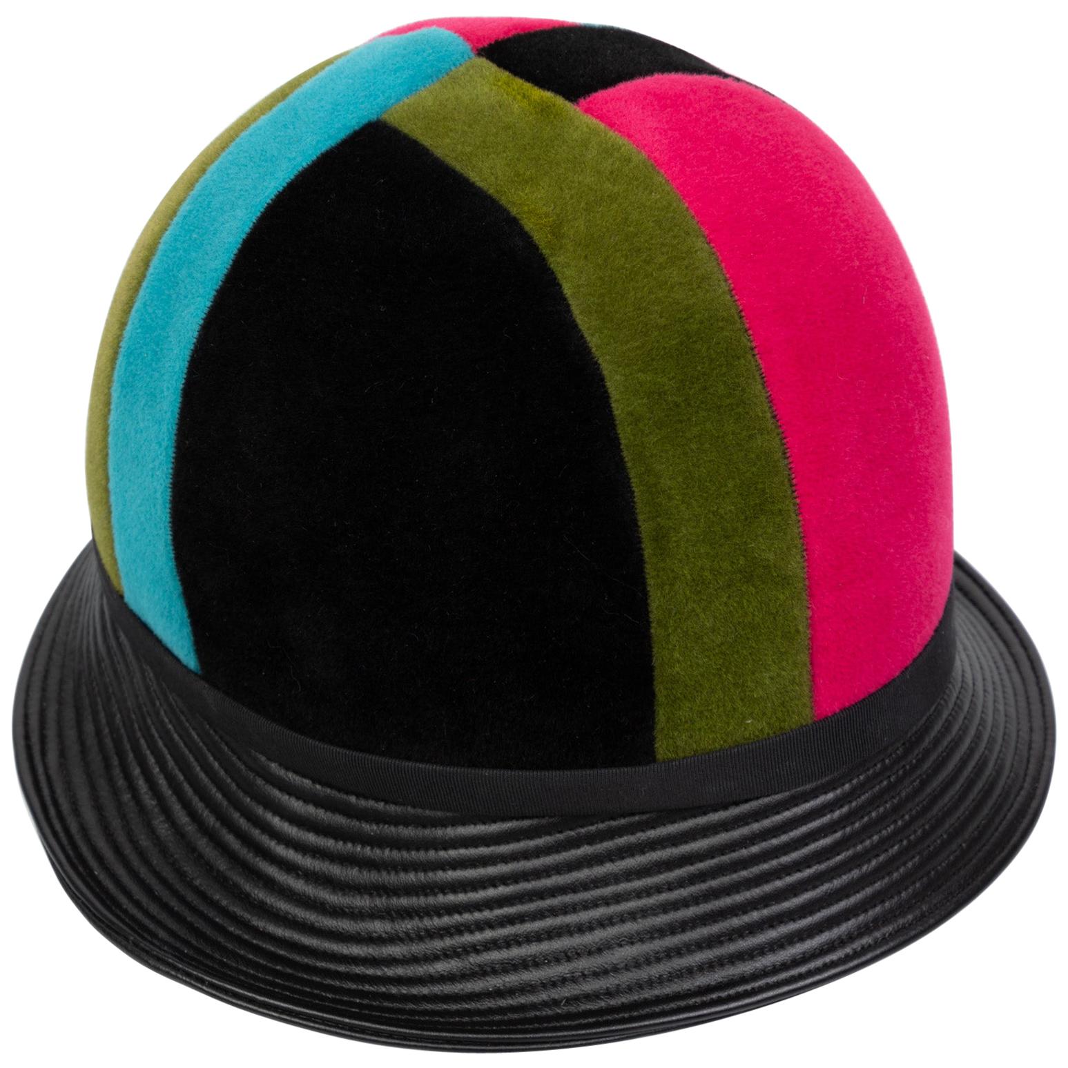 Yves Saint Laurent Rare Mondrian Color Block Helmet Hat YSL, 1965