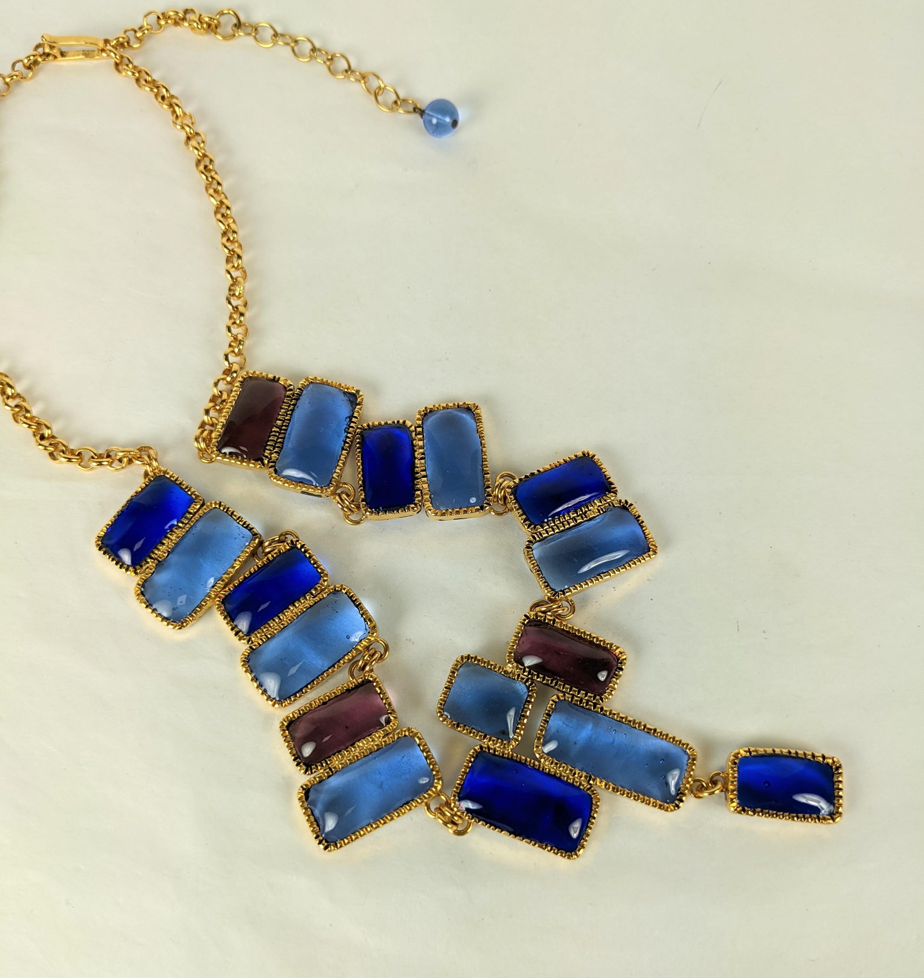 Yves Saint Laurent Mondrian Gripoix Glass Necklace In Excellent Condition For Sale In New York, NY