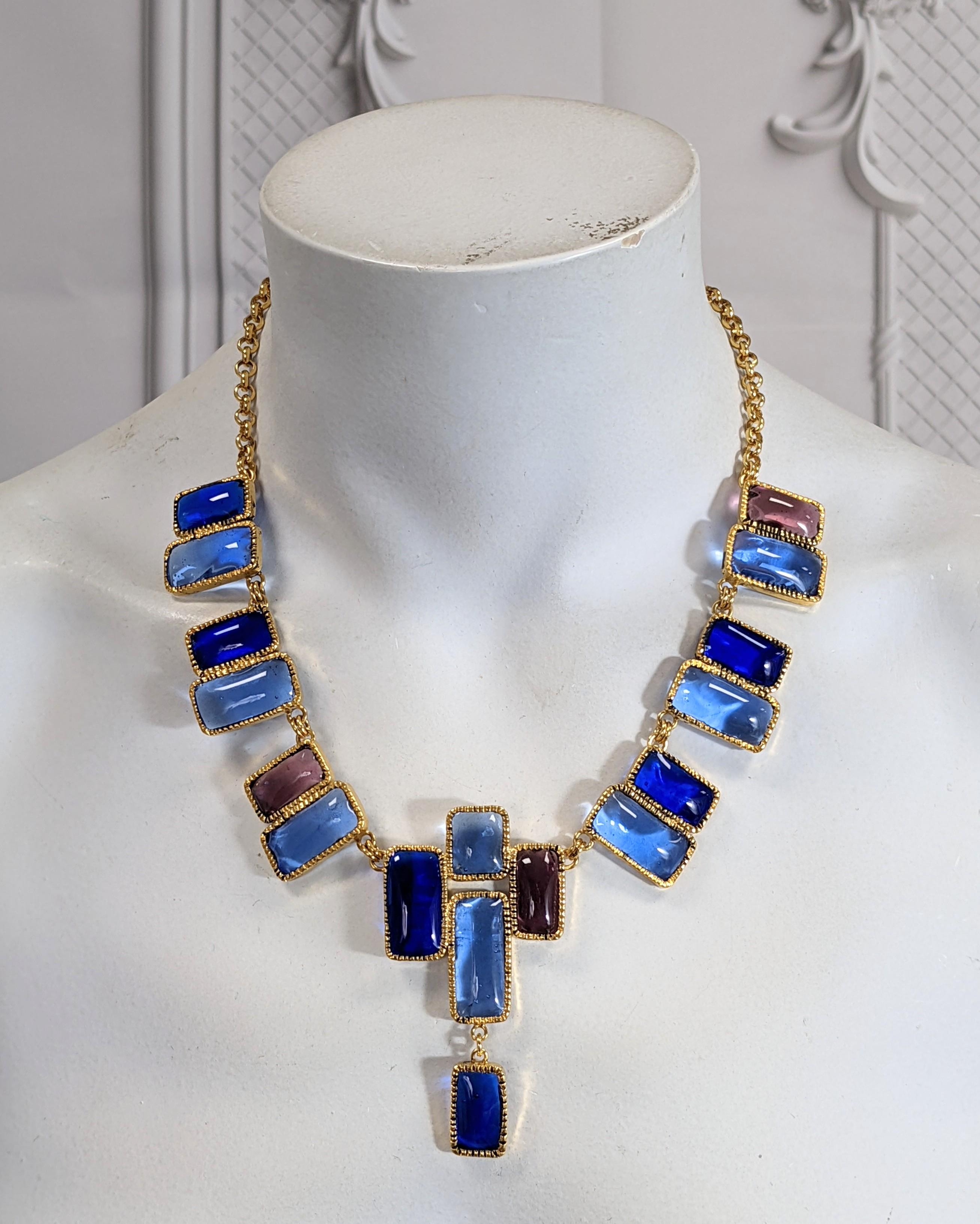 Yves Saint Laurent Mondrian Gripoix Glass Necklace For Sale 1
