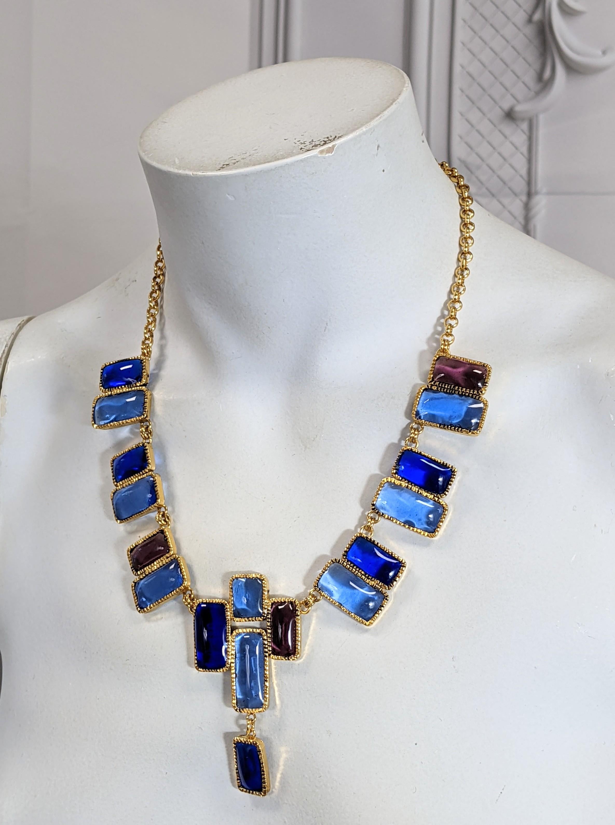 Yves Saint Laurent Mondrian Gripoix Glass Necklace For Sale 2