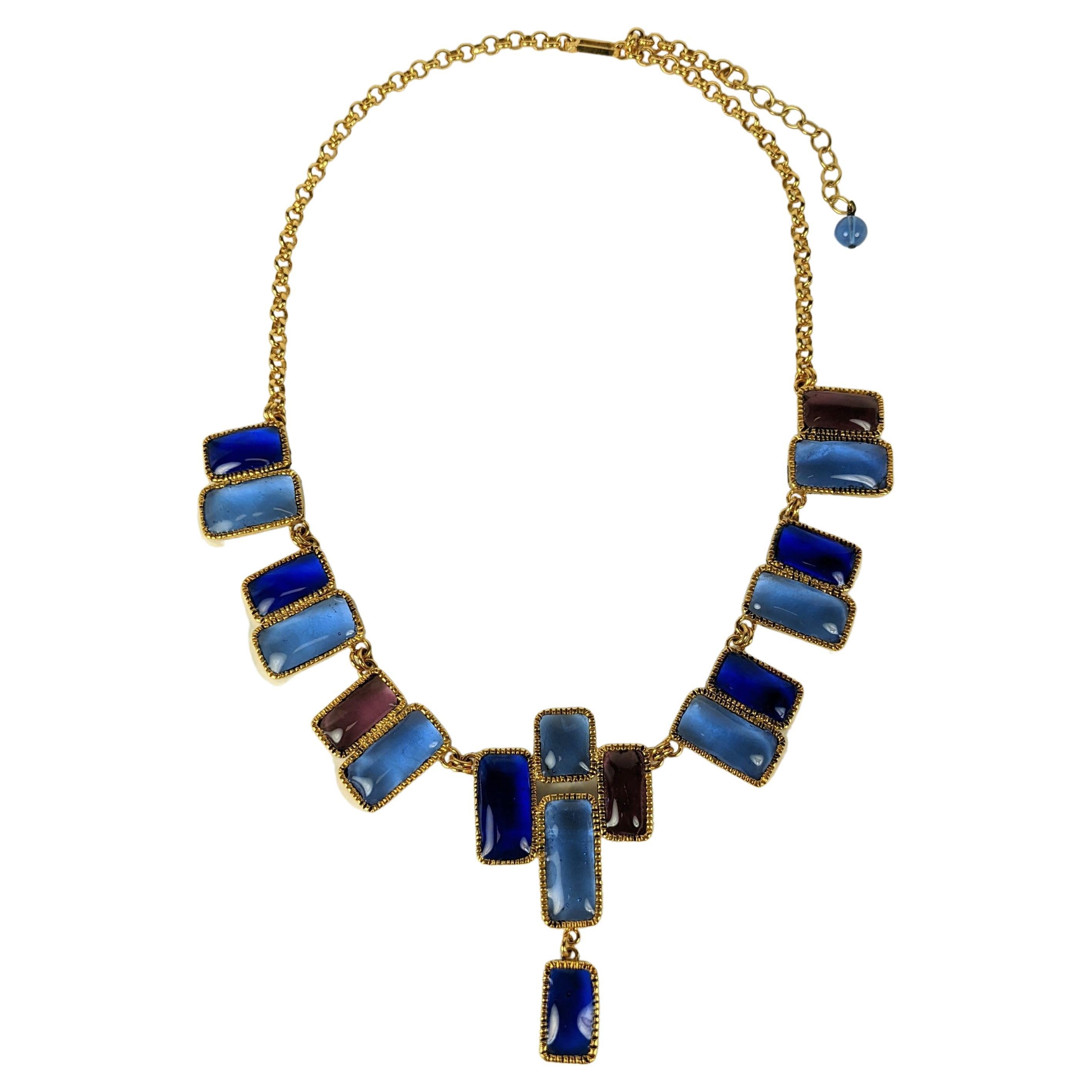 Yves Saint Laurent Mondrian Gripoix Glass Necklace For Sale