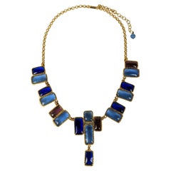 Yves Saint Laurent Mondrian Gripoix Glass Necklace