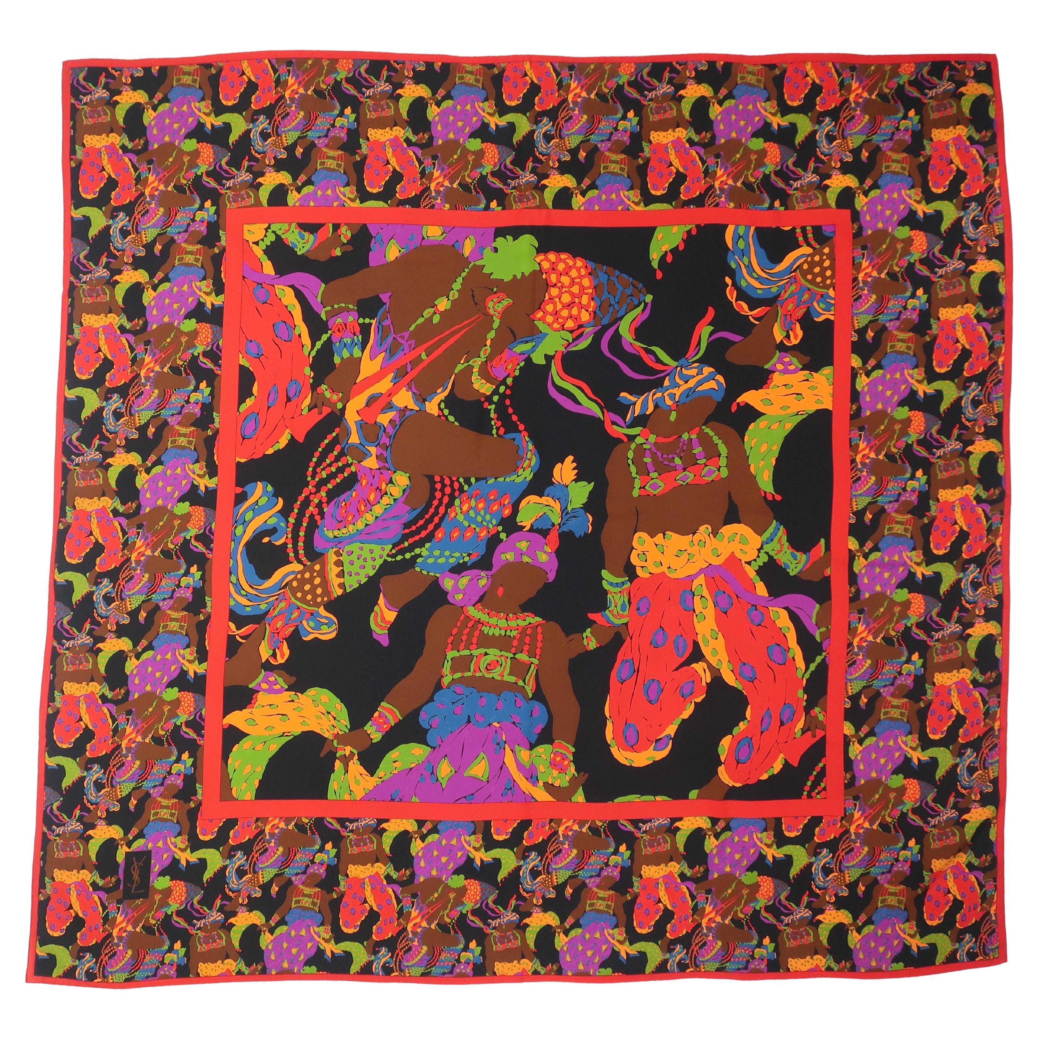 Yves Saint Laurent Moroccan Inspired Extra Large Silk Scarf Wrap, C.1990