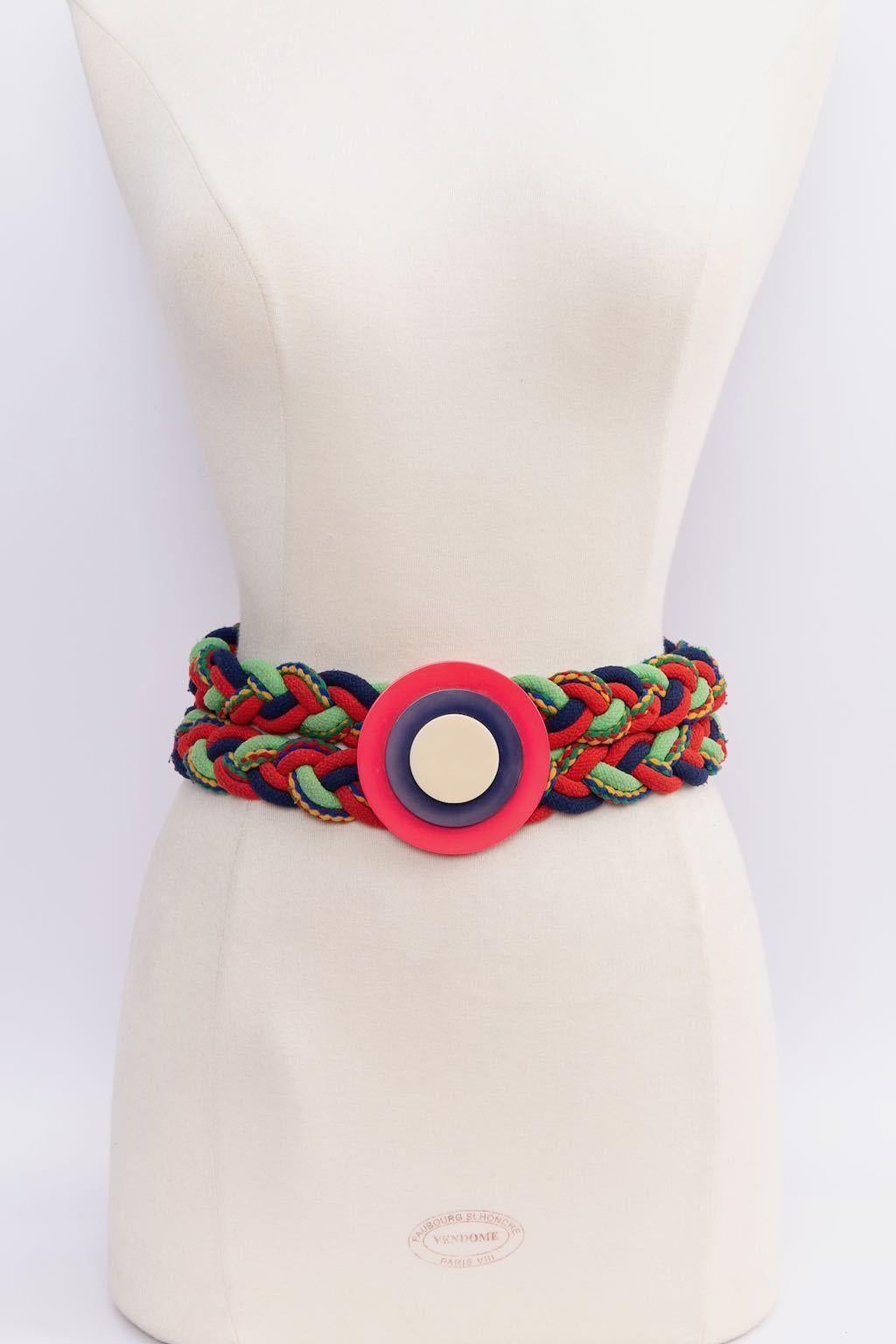 Yves Saint Laurent (Made in France) Multi-color stretchy belt with a bakelite buckle.

Additional information: 
Dimensions: Length: 59 cm (23.23