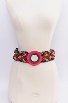Yves Saint Laurent Multi-Color Stretchy Belt with Bakelite Buckle