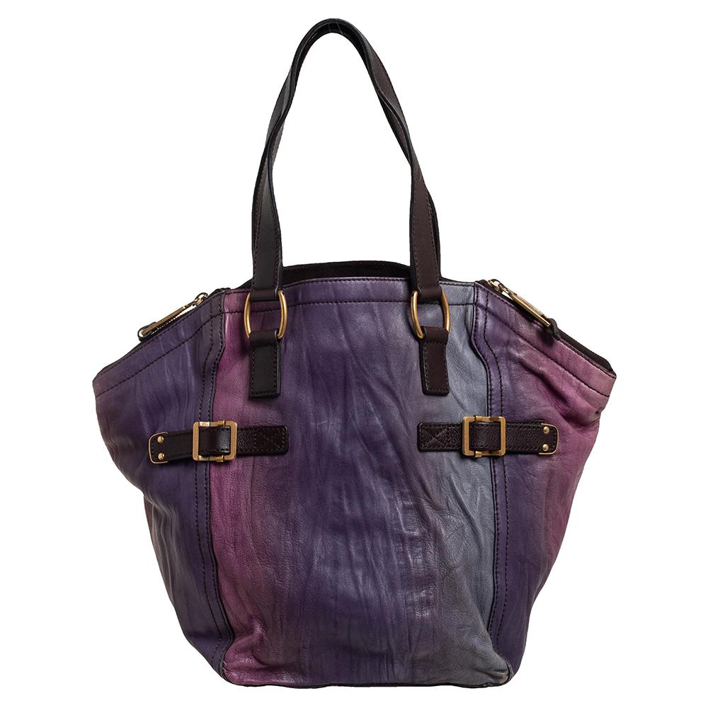 Yves Saint Laurent Multicolor Crease Leather Small Downtown Tote In Good Condition In Dubai, Al Qouz 2