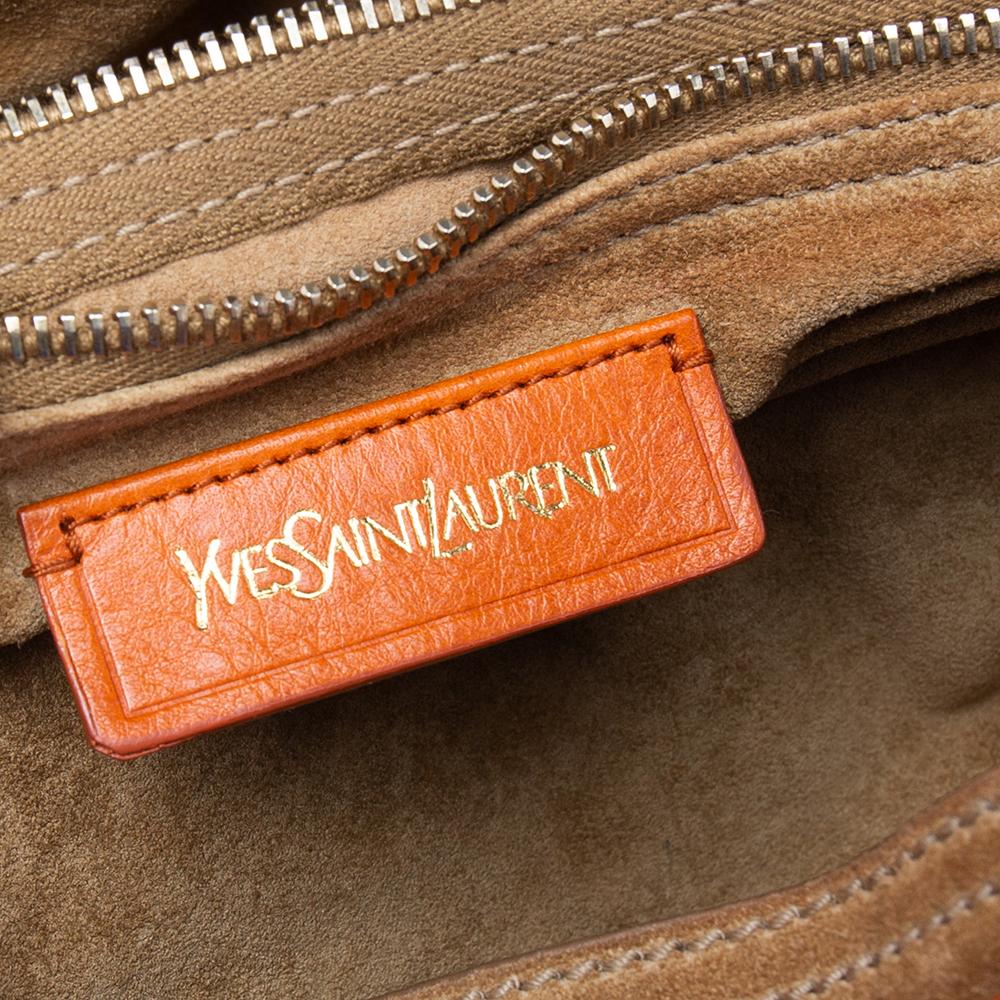 Yves Saint Laurent Multicolor Leather And Suede Medium Muse Two Top Handle Bag In Good Condition In Dubai, Al Qouz 2