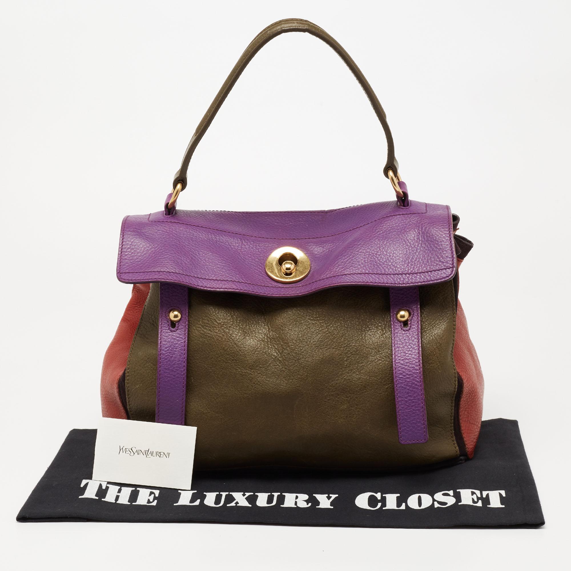 Yves Saint Laurent Multicolor Leather and Suede Muse Two Top Handle Bag 3