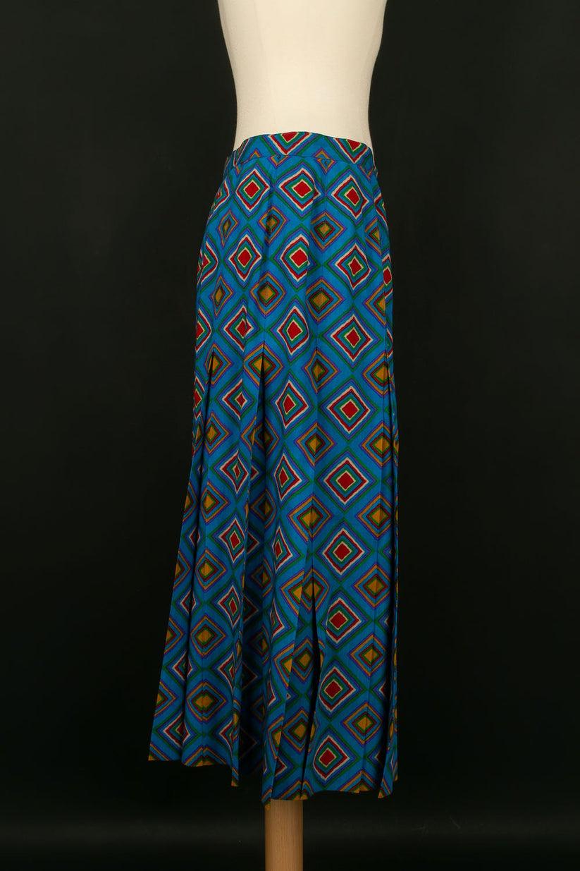 Women's Yves Saint Laurent Multicolor Patterns Skirt, Size 42FR For Sale