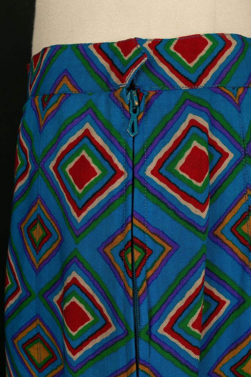 Yves Saint Laurent Multicolor Patterns Skirt, Size 42FR For Sale 1
