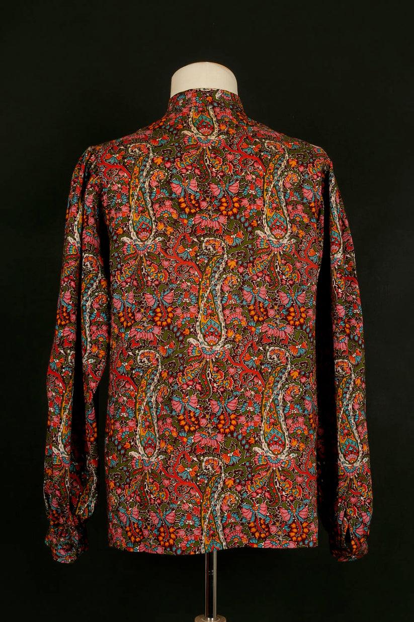 Blusa de algodón multicolor Yves Saint Laurent Marrón en venta