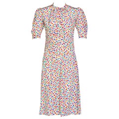 Vintage Yves Saint Laurent Multicolored Silk Stars Print Dress YSL, 1970s