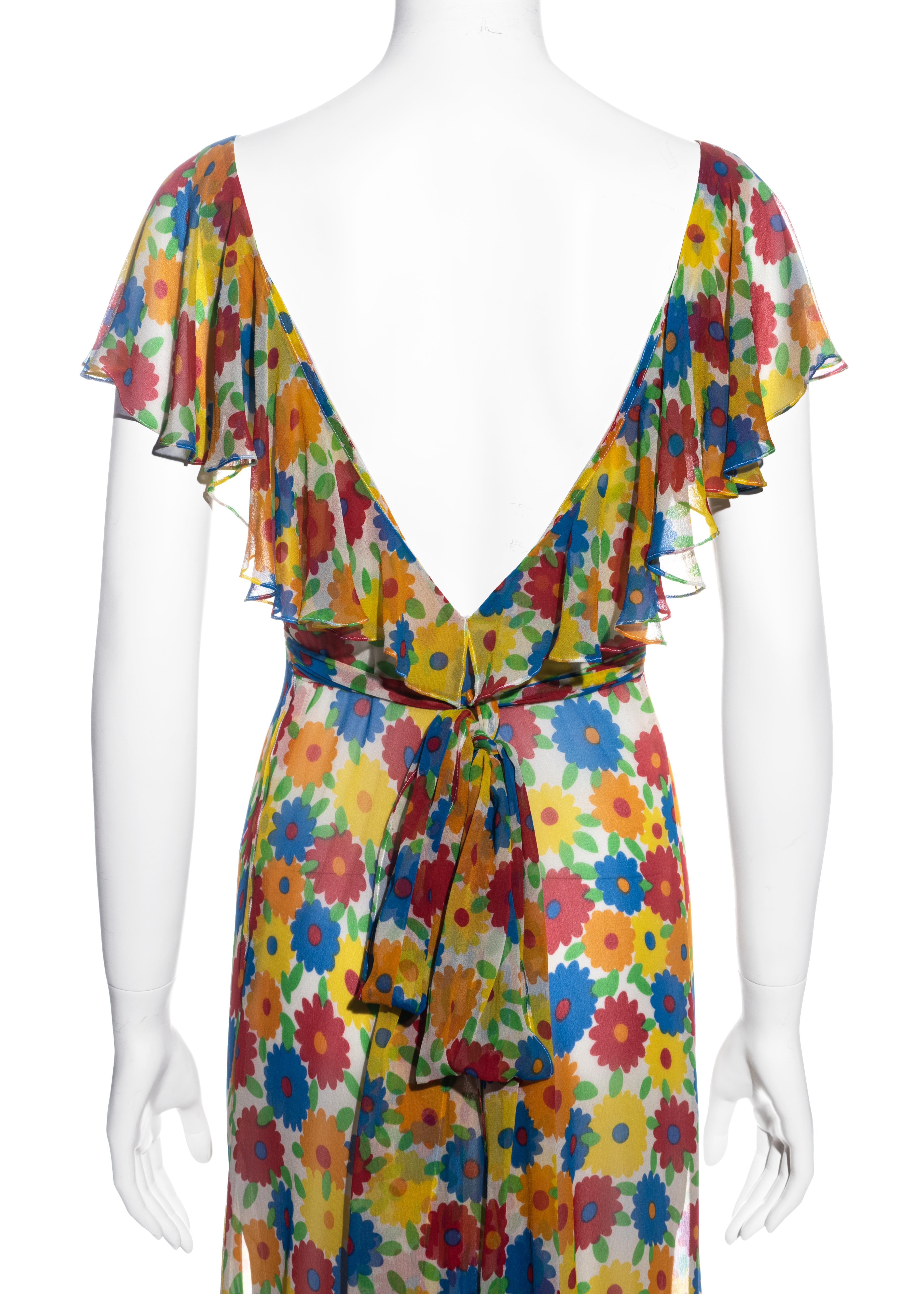 Women's Yves Saint Laurent multicoloured floral printed silk chiffon maxi dress, ss 1972
