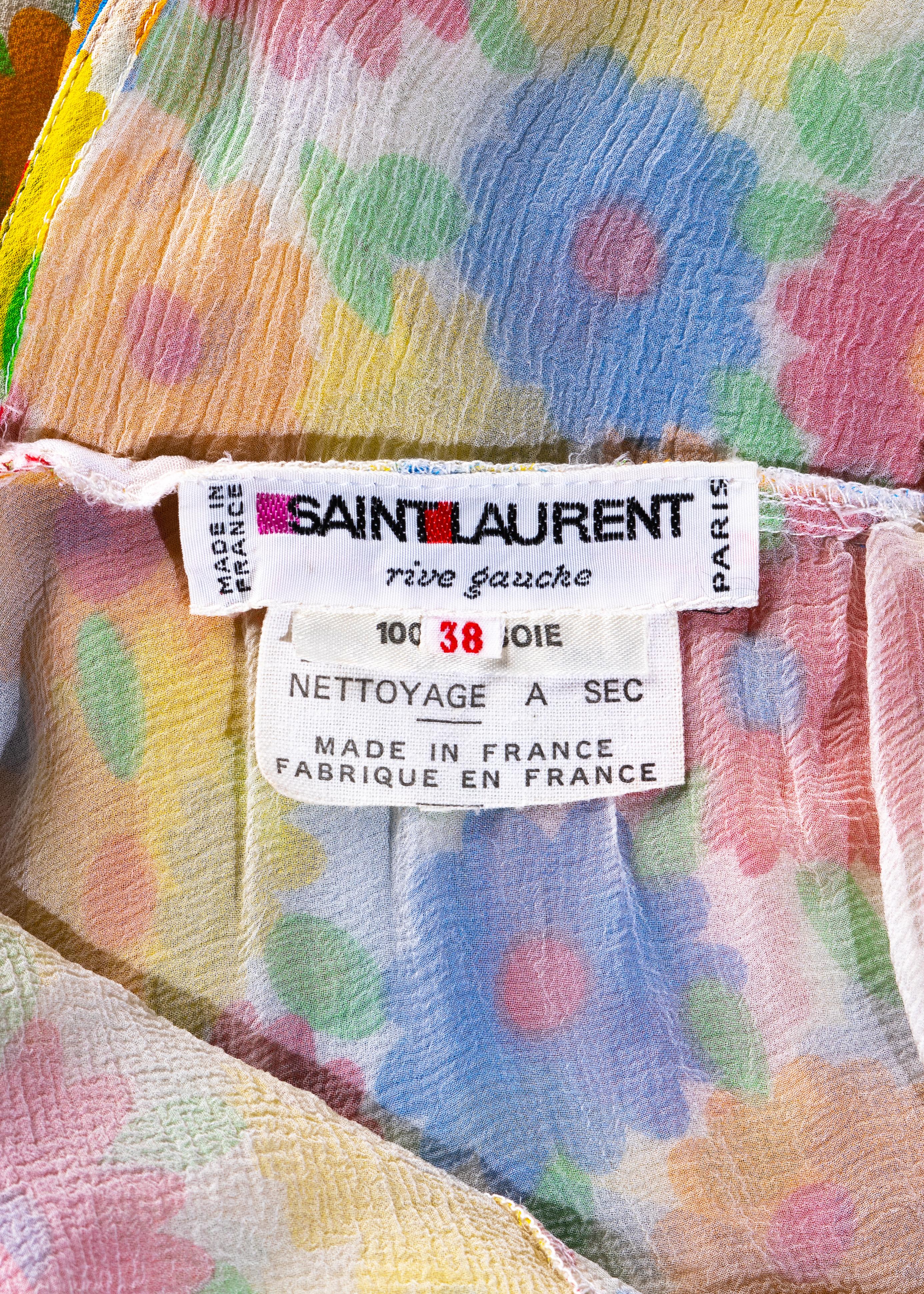 Yves Saint Laurent multicoloured floral printed silk chiffon maxi dress, ss 1972 1