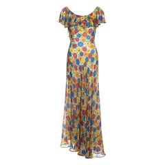 Yves Saint Laurent multicoloured floral printed silk chiffon maxi dress, ss 1972