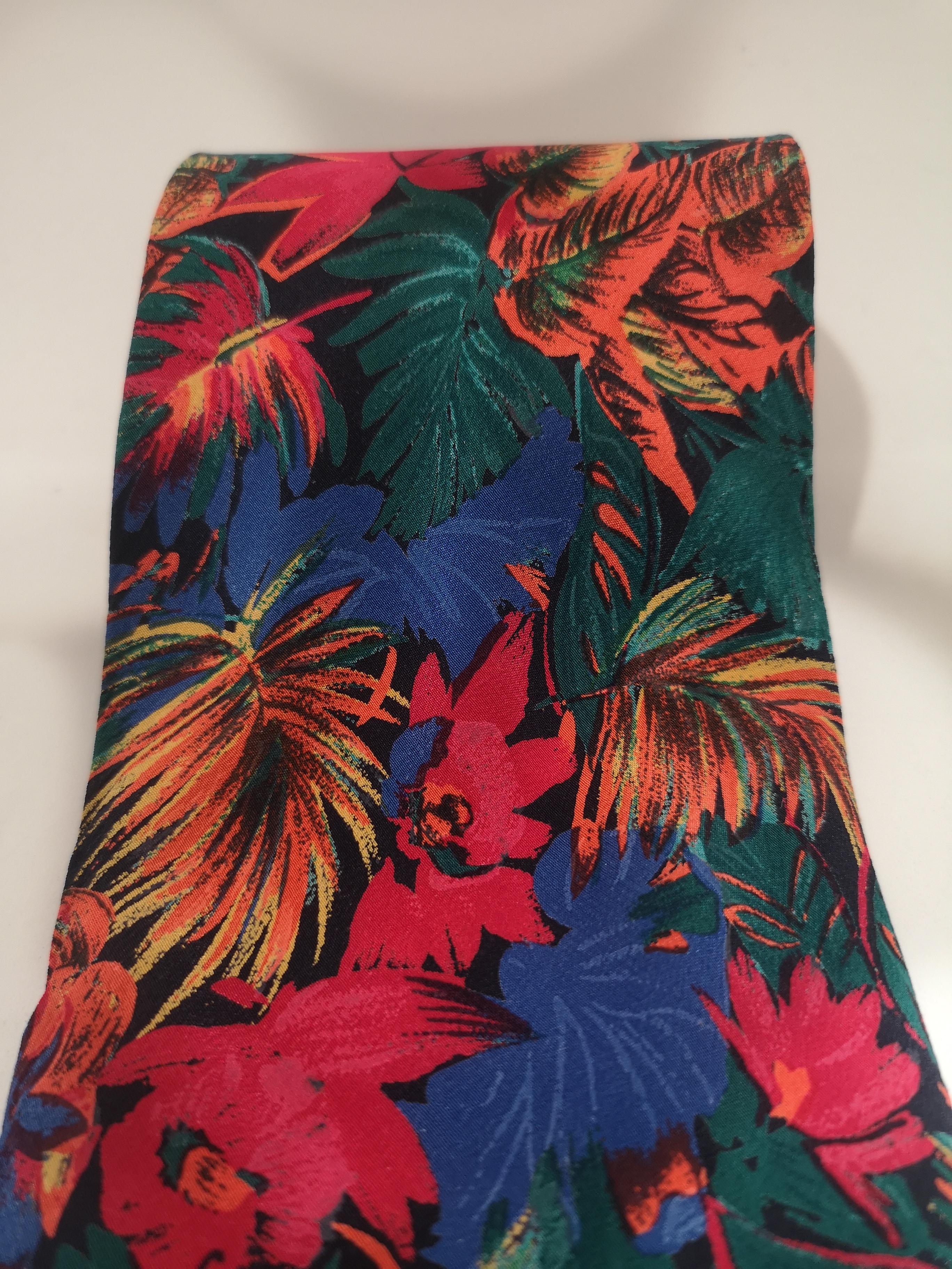 Men's Yves Saint Laurent multicoloured leaves silk tie For Sale