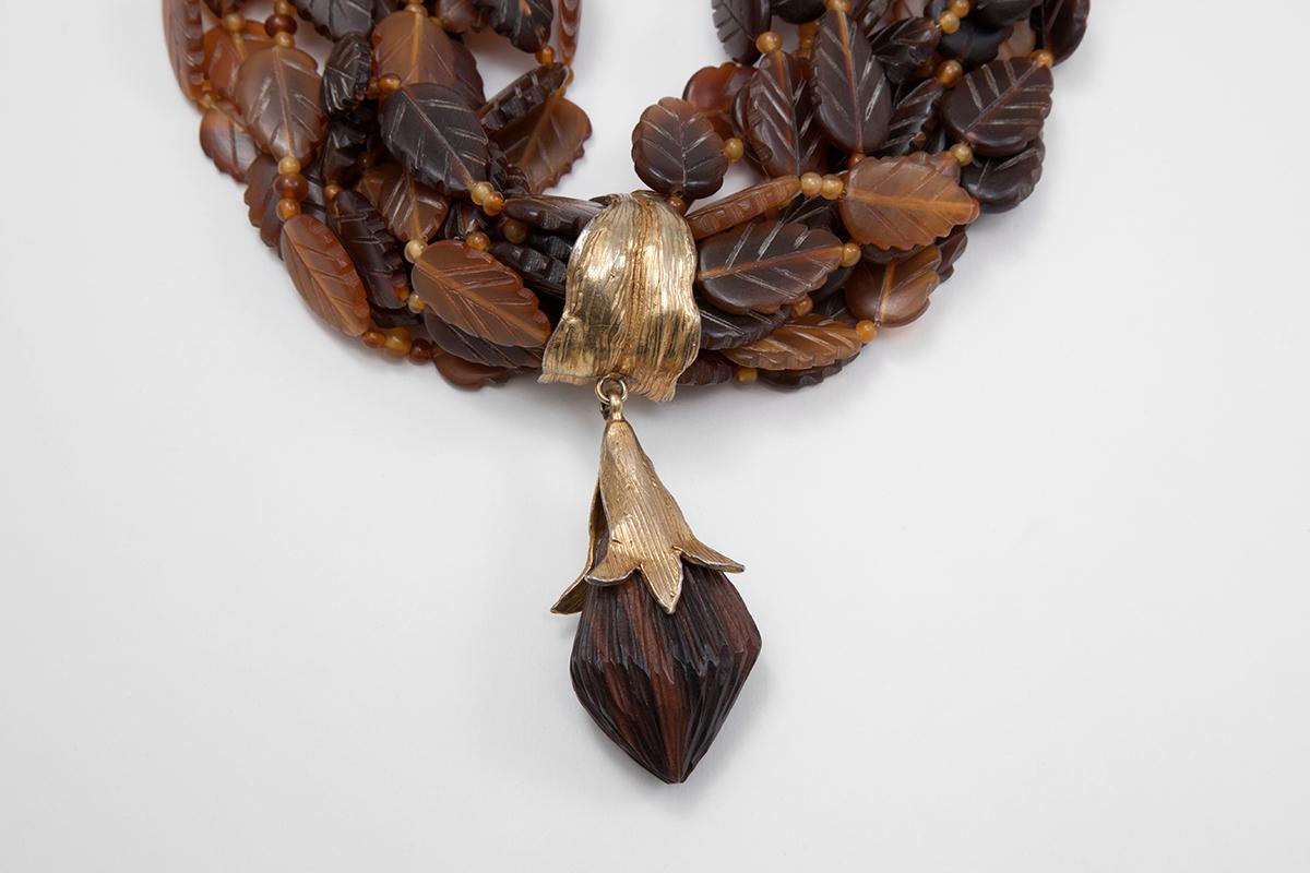 Yves Saint Laurent Multiple Strands Leaves Necklace In Good Condition For Sale In Geneva, CH
