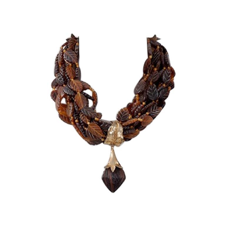 Yves Saint Laurent Multiple Strands Leaves Necklace For Sale