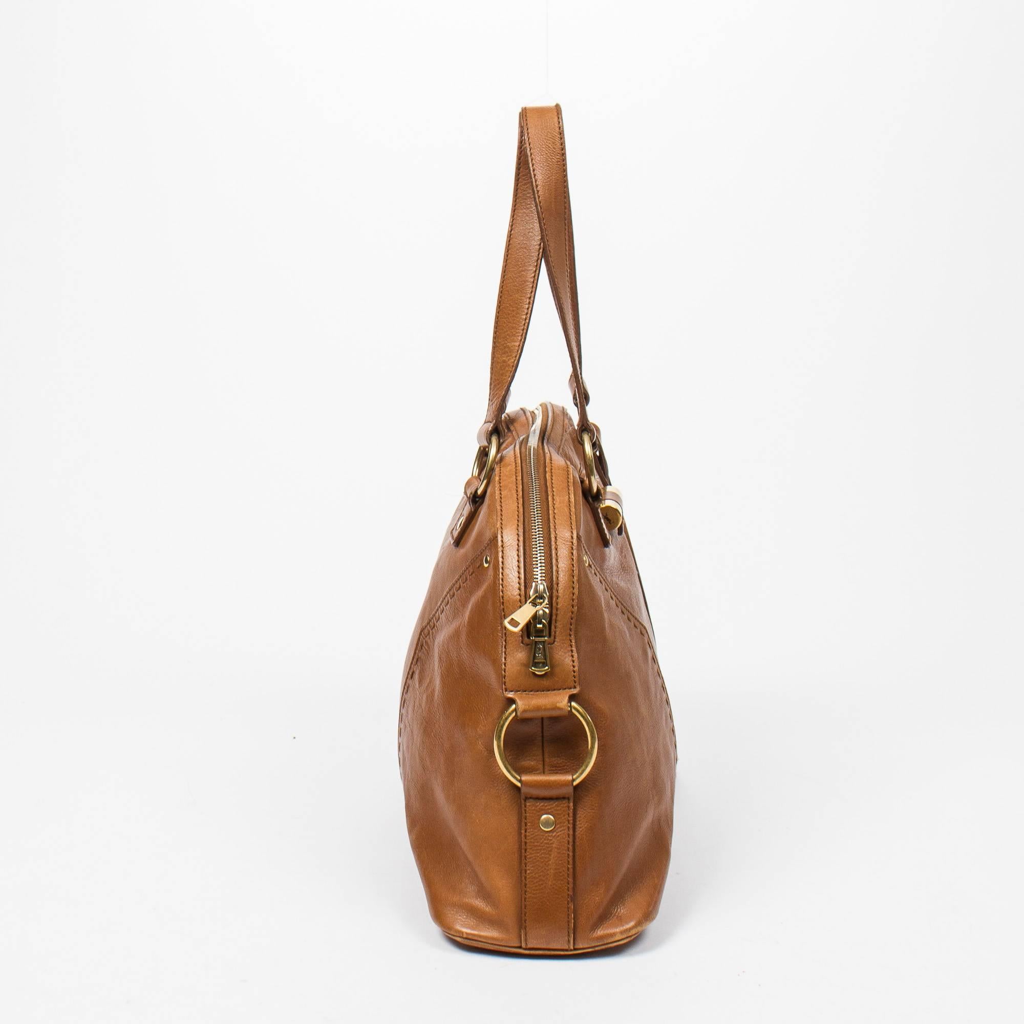 Yves Saint-Laurent Muse 1 MM in light brown small grained leather In Good Condition In Dublin, IE
