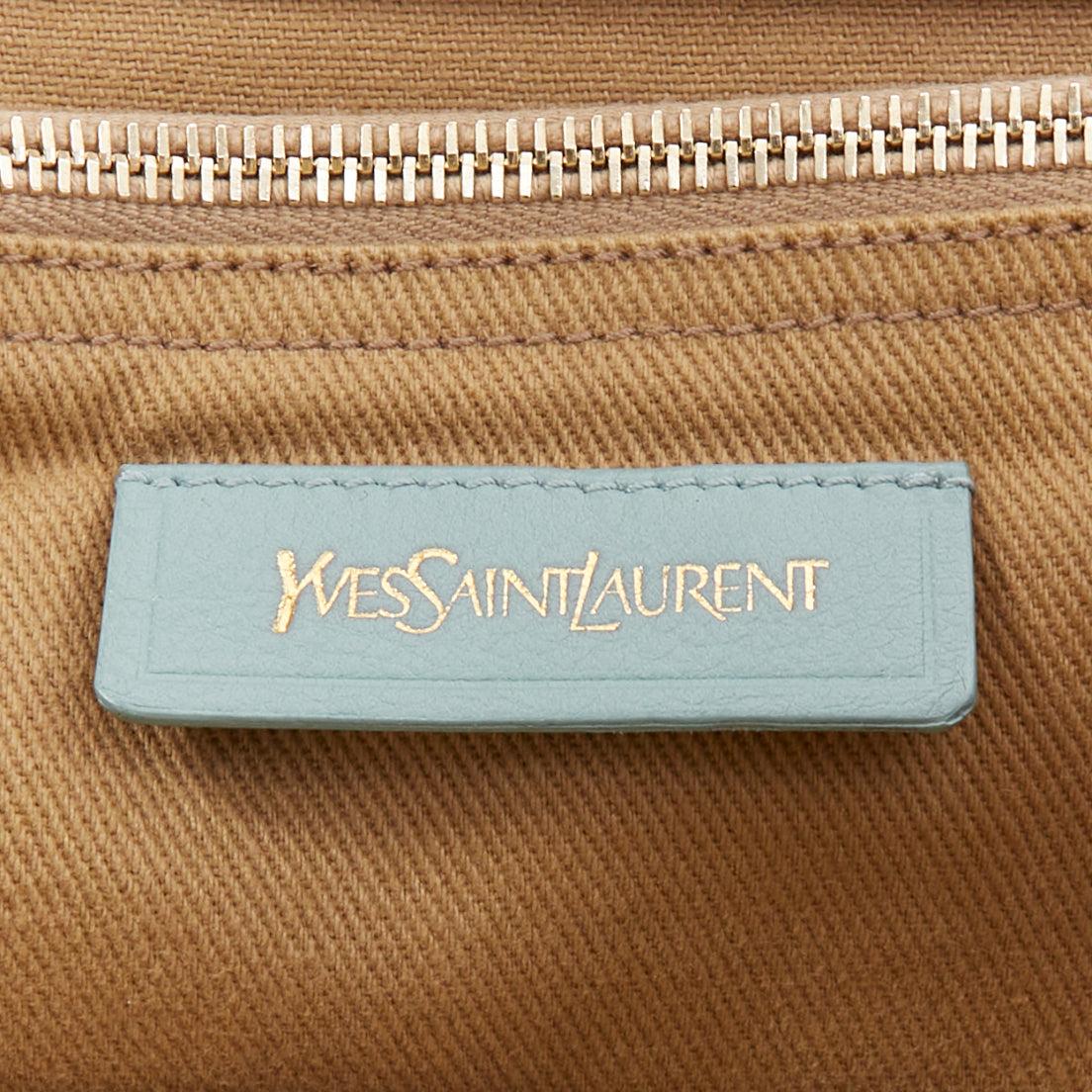 YVES SAINT LAURENT Muse 2 glacier canvas trim gold hardware leather satchel bag in vendita 6