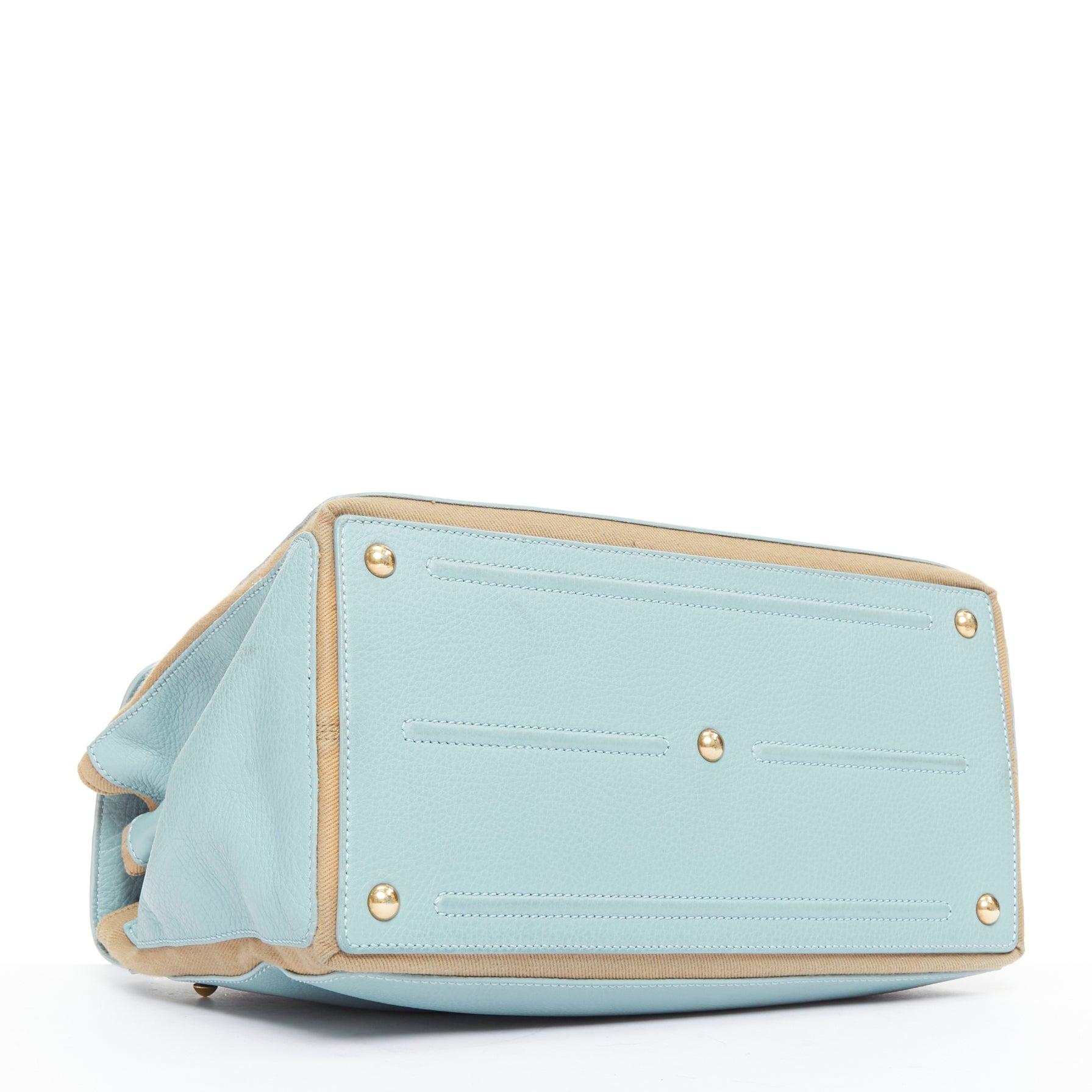 YVES SAINT LAURENT Muse 2 glacier canvas trim gold hardware leather satchel bag in vendita 2