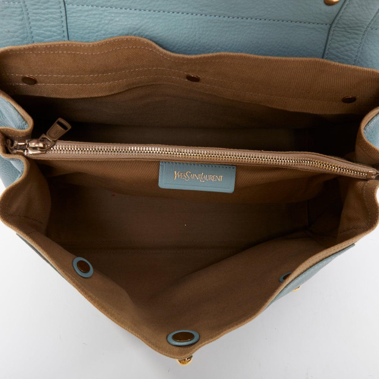 YVES SAINT LAURENT Muse 2 glacier canvas trim gold hardware leather satchel bag in vendita 5