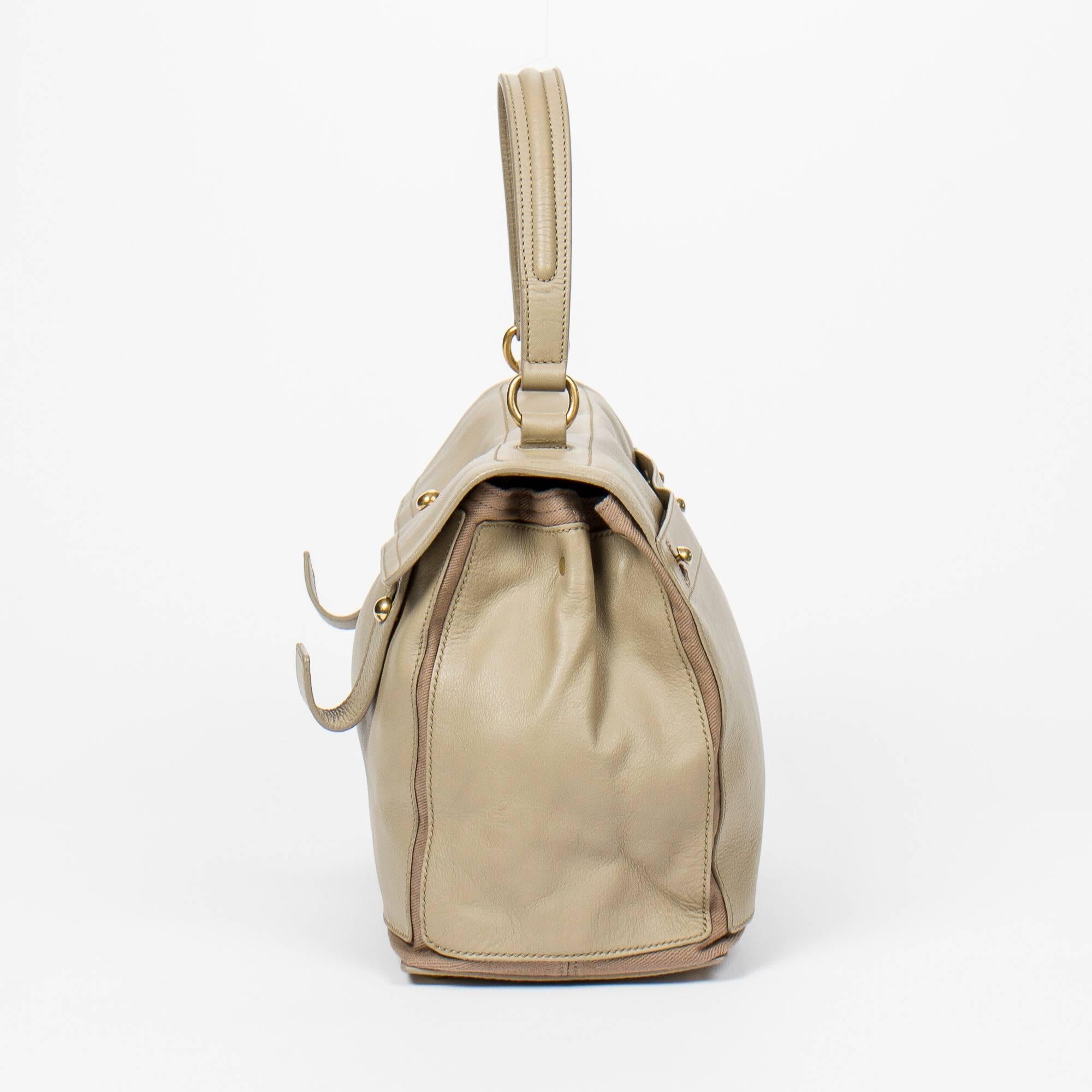 Beige Yves Saint-Laurent Muse 2 MM in light grey grained leather
