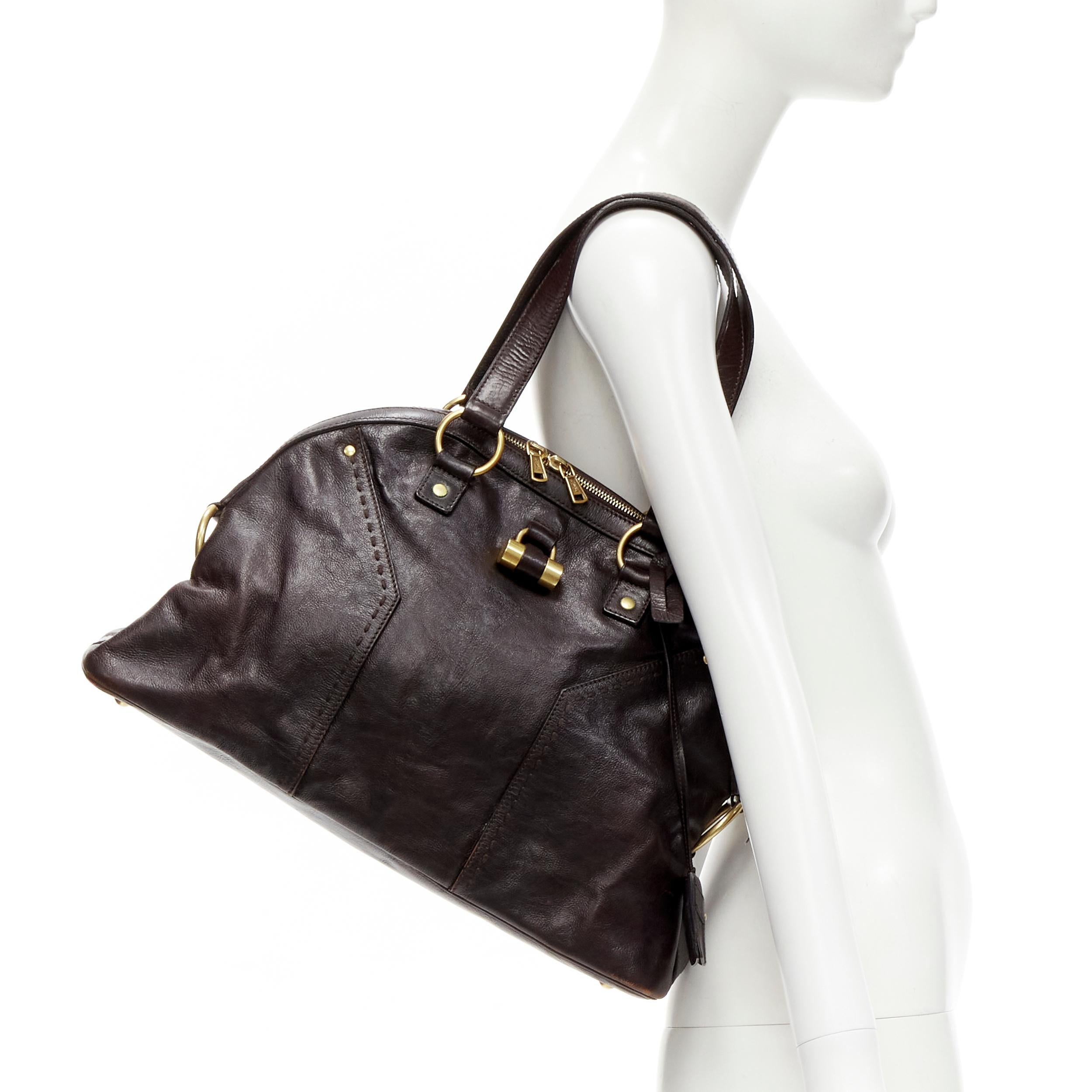 YVES SAINT LAURENT Muse Kate Moss YSL logo black leather top handle satchel bag

Reference: YNWG/A00170

Brand: Yves Saint Laurent

Model: Muse

As seen on: Kate Moss

Material: Leather

Color: Black

Pattern: Solid

Closure: Zip

Lining: Black