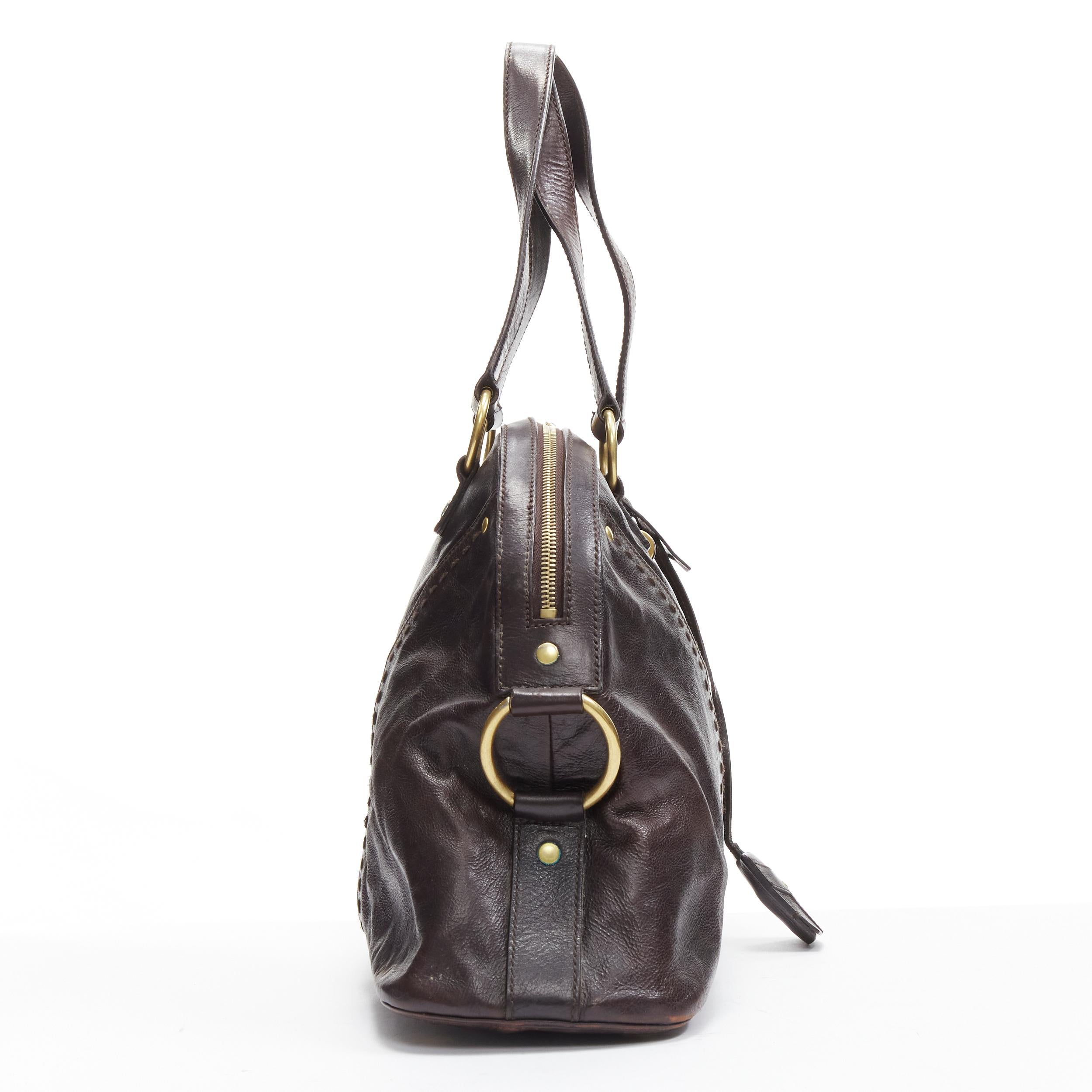 YVES SAINT LAURENT Muse Kate Moss YSL logo black leather top handle satchel bag 1