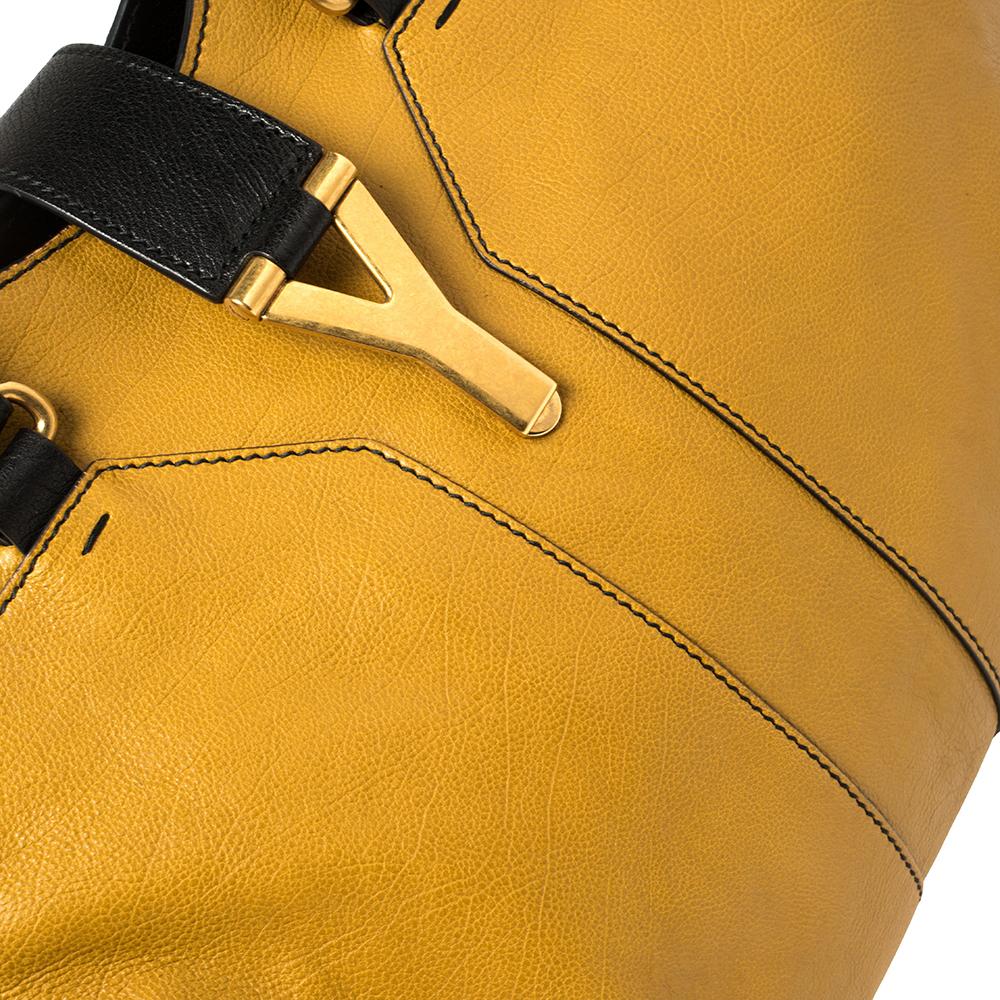 Yves Saint Laurent Mustard/Black Leather Medium Cabas Y-Ligne Tote 7