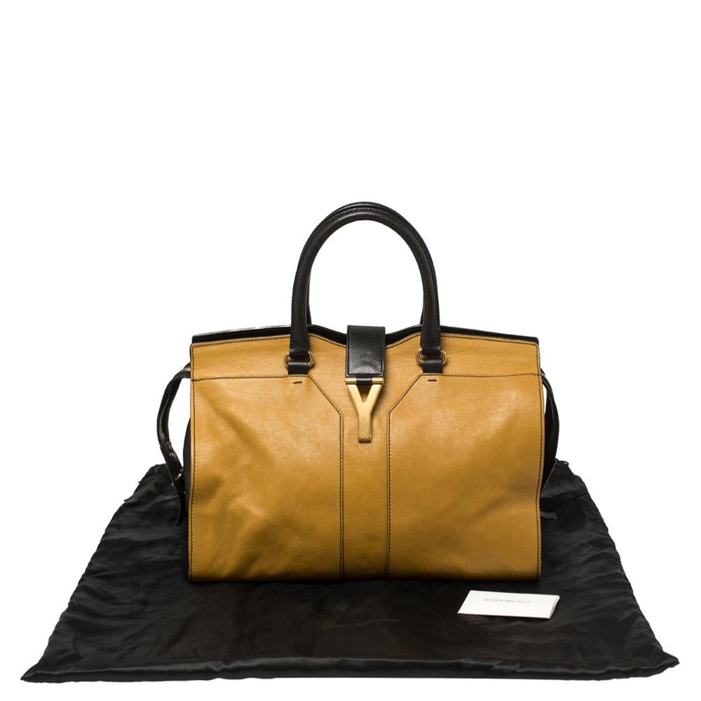 Yves Saint Laurent Mustard/Black Leather Medium Cabas Y-Ligne Tote 3