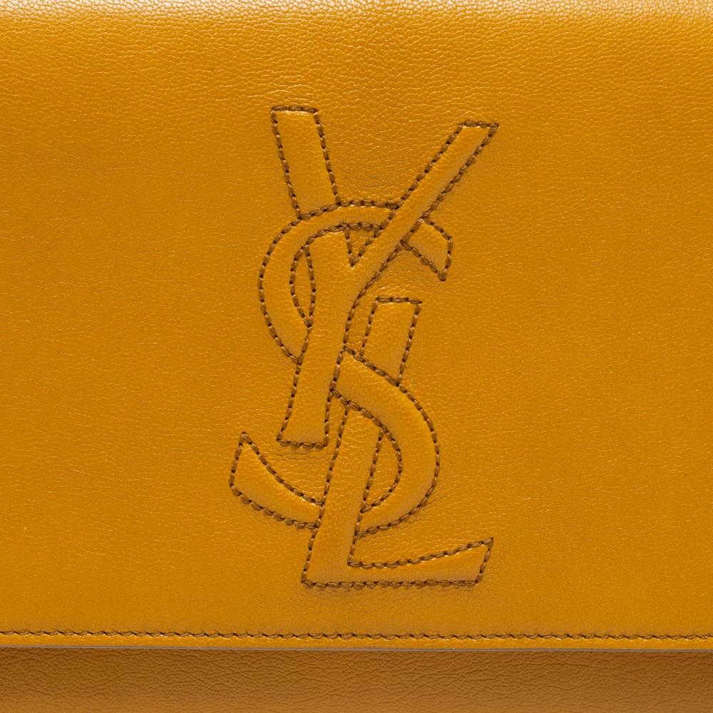 Yves Saint Laurent Mustard Yellow Patent Leather Belle De Jour Flap Clutch 5