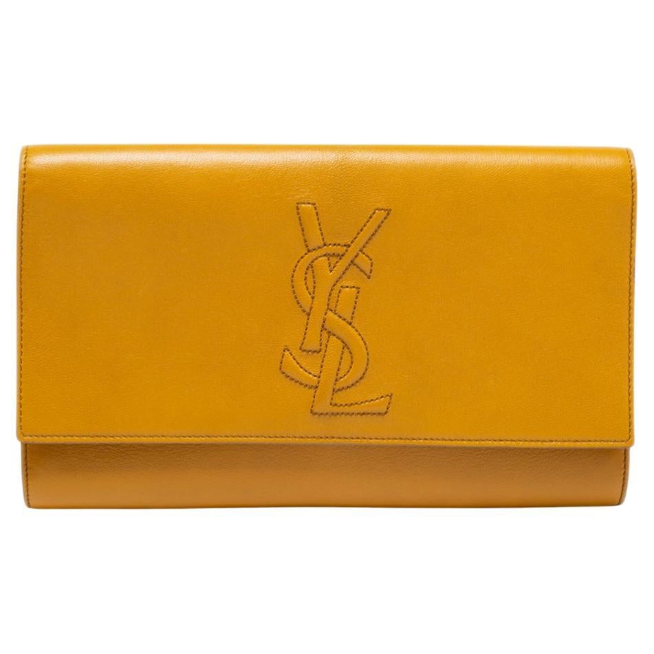 Yves Saint Laurent Mustard Yellow Patent Leather Belle De Jour Flap Clutch