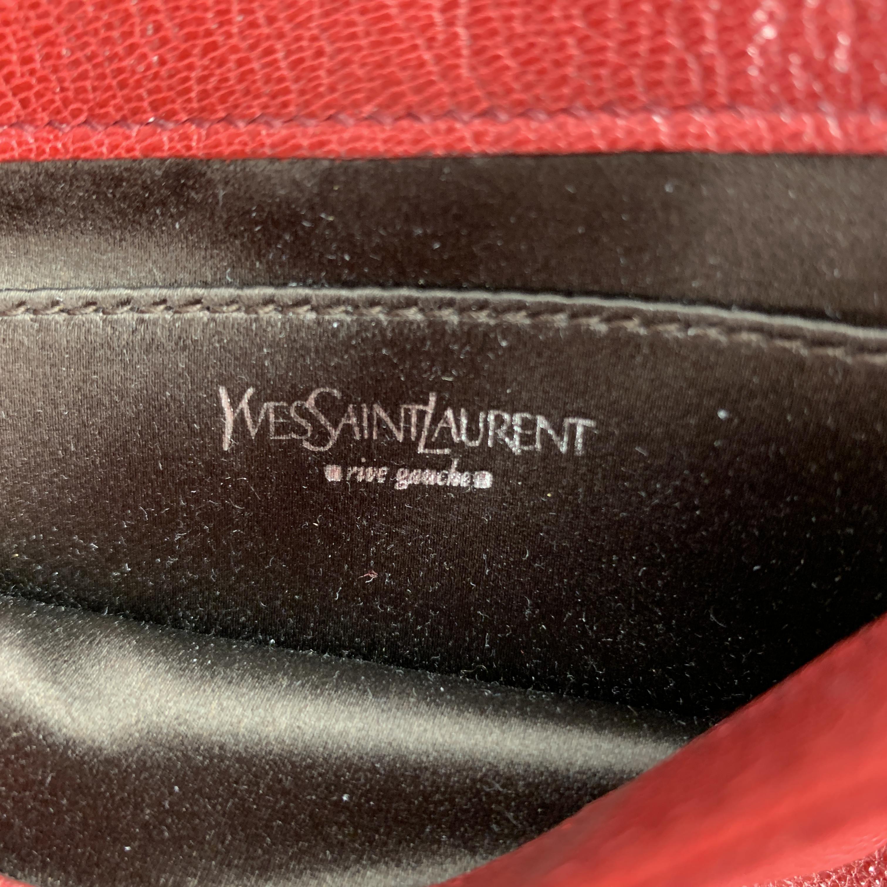 YVES SAINT LAURENT Nadla Red Leather Ruched Wristlet Handbag 4