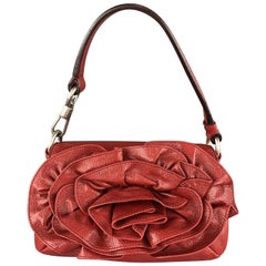 rare YVES SAINT LAURENT Mini Mombasa horn handle red leather top handle bag  at 1stDibs