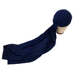 Yves Saint Laurent Navy Blue Jersey Head Warp circa 1970s