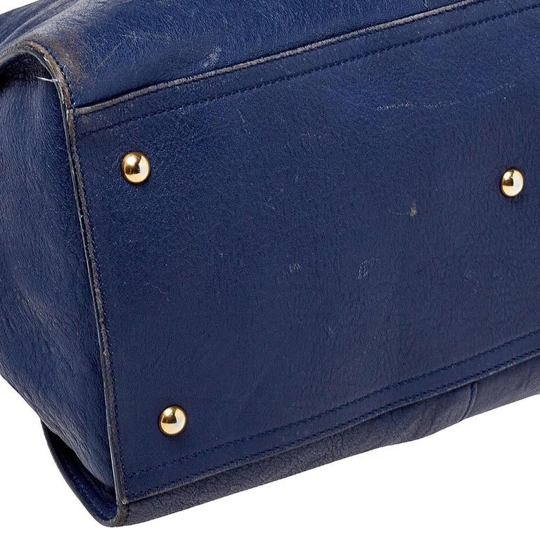 Yves Saint Laurent Vintage - Monogram Cabas Leather Satchel - Blue