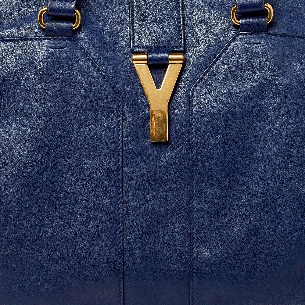 Yves Saint Laurent Navy Blue Leather Large Cabas Cabas Y-Ligne Tote 1